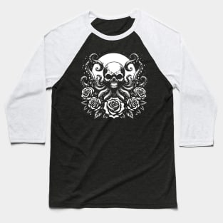 kraken skull moon design Baseball T-Shirt